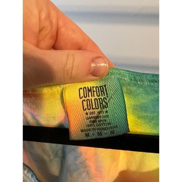 Puerto Plata Dominican Republic Embroidered Neon Tie Dye Spiral Tank Size Medium - Picture 4 of 5